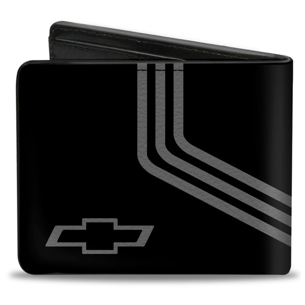 Buckle Down Bi-Fold Wallet - CHEVROLET Bowtie 3-Stripe Black Charcoal