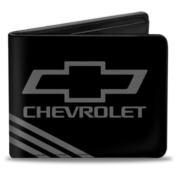 buckle down Bi-Fold Wallet - CHEVROLET Bowtie 3-Stripe Black Charcoal