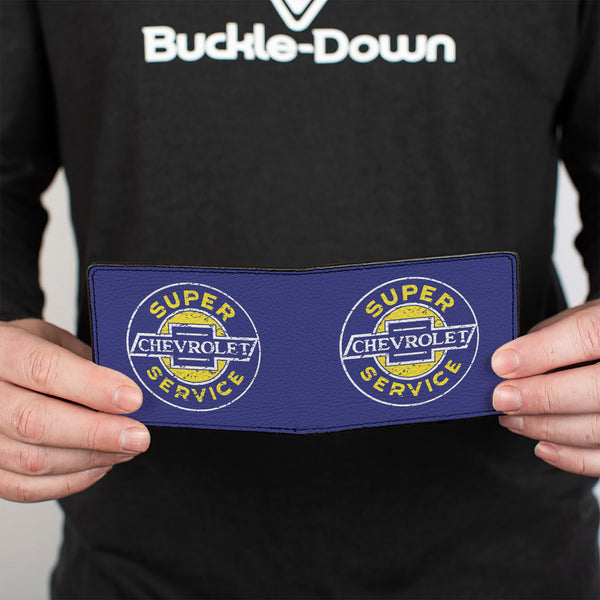 Buckle Down Bi-Fold Wallet - CHEVROLET SUPER SERVICE Logo Blue White Yellow