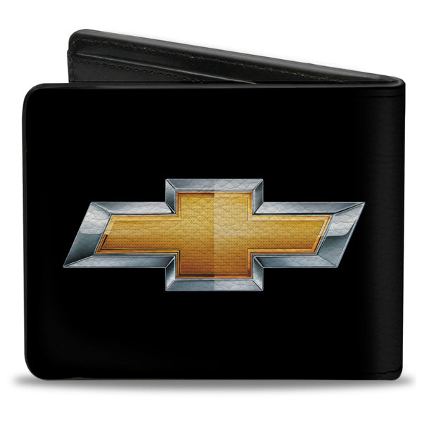 Buckle Down Bi-Fold Wallet - Chevy Bowtie Black Gold Logo CENTERED