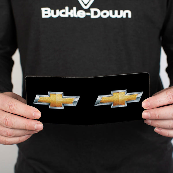 Buckle Down Bi-Fold Wallet - Chevy Bowtie Black Gold Logo CENTERED
