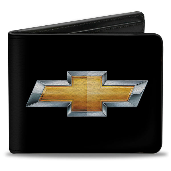 buckle down Bi-Fold Wallet - Chevy Bowtie Black Gold Logo CENTERED