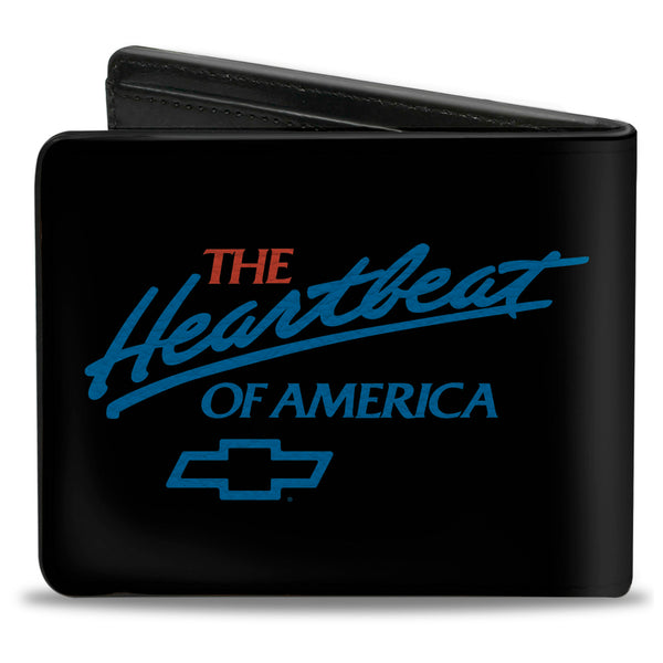 Buckle Down Bi-Fold Wallet - Chevy Bowtie THE HEARTBEAT OF AMERICA Black White Red Blue