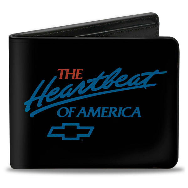 buckle down Bi-Fold Wallet - Chevy Bowtie THE HEARTBEAT OF AMERICA Black White Red Blue