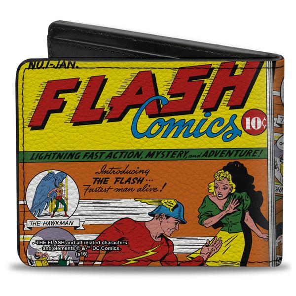 Buckle Down Bi-Fold Wallet - Classic FLASH COMICS Issue #1 Introducing Flash Cover Pose