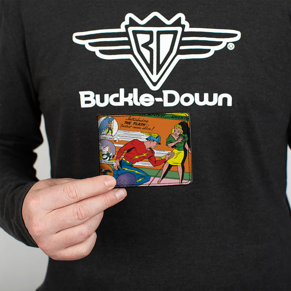Buckle Down Bi-Fold Wallet - Classic FLASH COMICS Issue #1 Introducing Flash Cover Pose