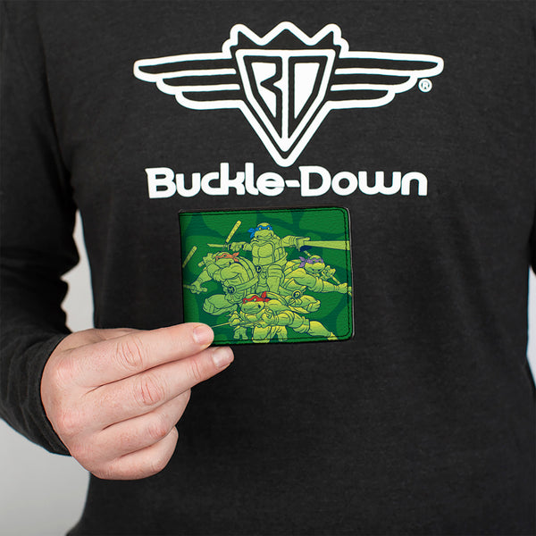 Buckle Down Bi-Fold Wallet - Classic Teenage Mutant Ninja Turtles Battle Pose Turtle Shell Green