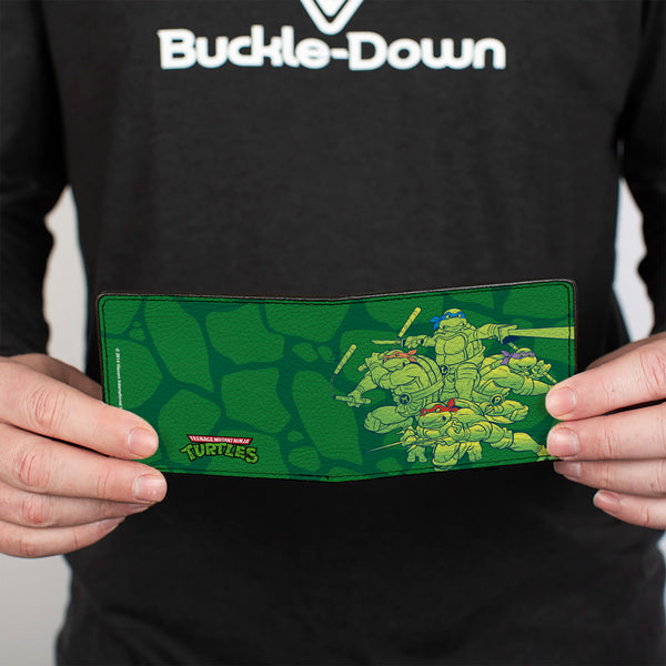 Buckle Down Bi-Fold Wallet - Classic Teenage Mutant Ninja Turtles Battle Pose Turtle Shell Green