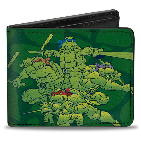 buckle down Bi-Fold Wallet - Classic Teenage Mutant Ninja Turtles Battle Pose Turtle Shell Green