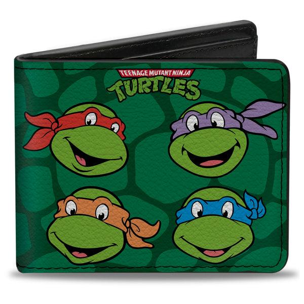 buckle down Bi-Fold Wallet - Classic TEENAGE MUTANT NINJA TURTLES Group Faces + Pose Turtle Shell Black Green