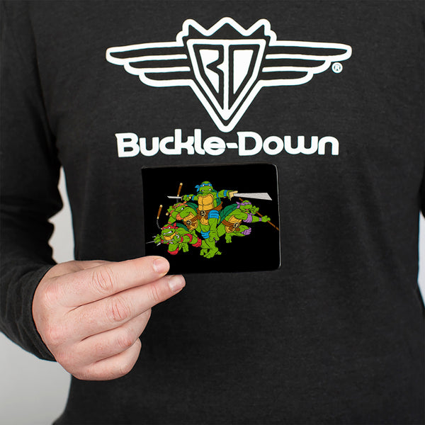 Buckle Down Bi-Fold Wallet - Classic TMNT Group Pose + TMNT WORLD TOUR 84 Black Green
