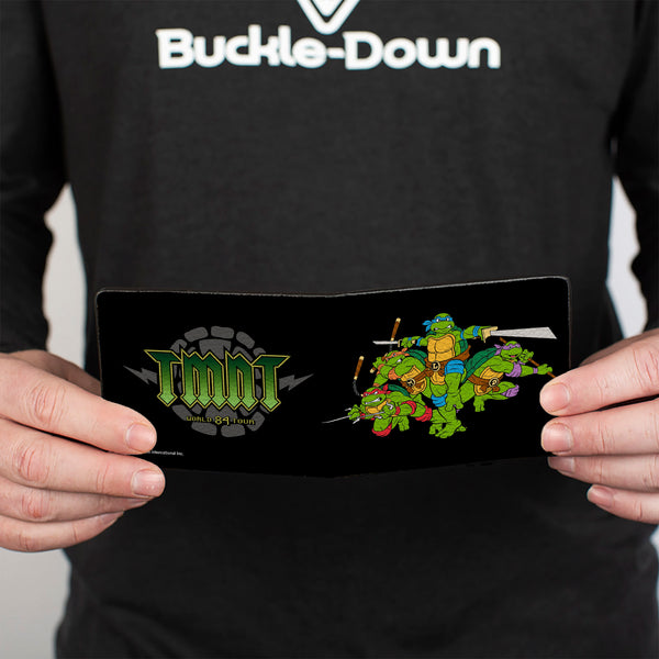 Buckle Down Bi-Fold Wallet - Classic TMNT Group Pose + TMNT WORLD TOUR 84 Black Green