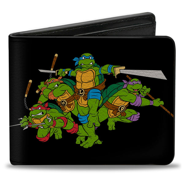 buckle down Bi-Fold Wallet - Classic TMNT Group Pose + TMNT WORLD TOUR 84 Black Green