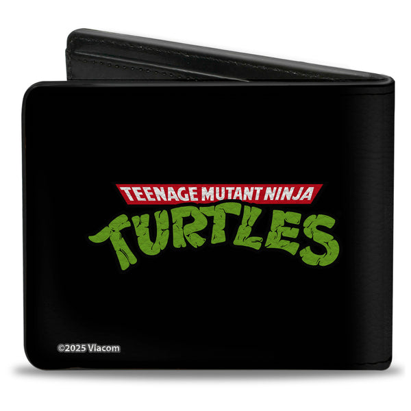 Buckle Down Bi-Fold Wallet - Classic TMNT Leonardo Crossed Katana Dark Pose Black/Grays