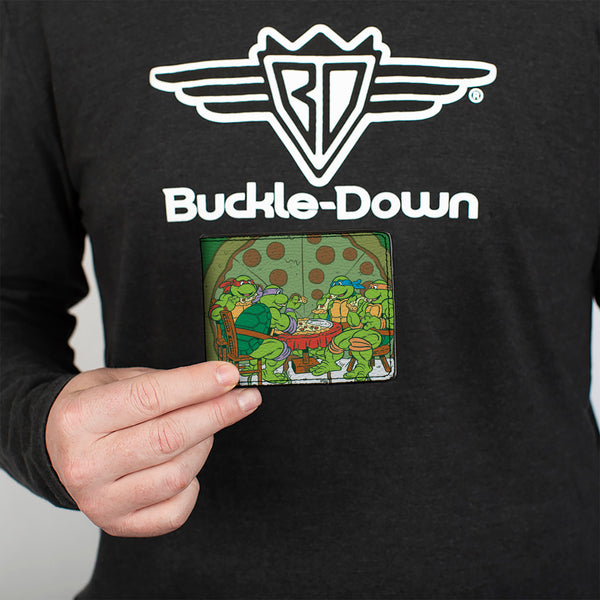 Buckle Down Bi-Fold Wallet - Classic TMNT Ninja Turtles Pizza Party + MUTANT SIZED HUNGER Green Black
