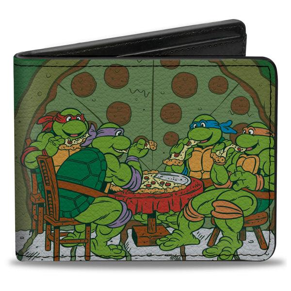 buckle down Bi-Fold Wallet - Classic TMNT Ninja Turtles Pizza Party + MUTANT SIZED HUNGER Green Black