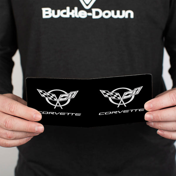 Buckle Down Bi-Fold Wallet - Corvette Black Silver CENTERED