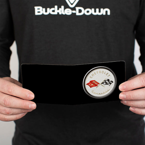 Buckle Down Bi-Fold Wallet - Corvette C1 Flags Emblem Black