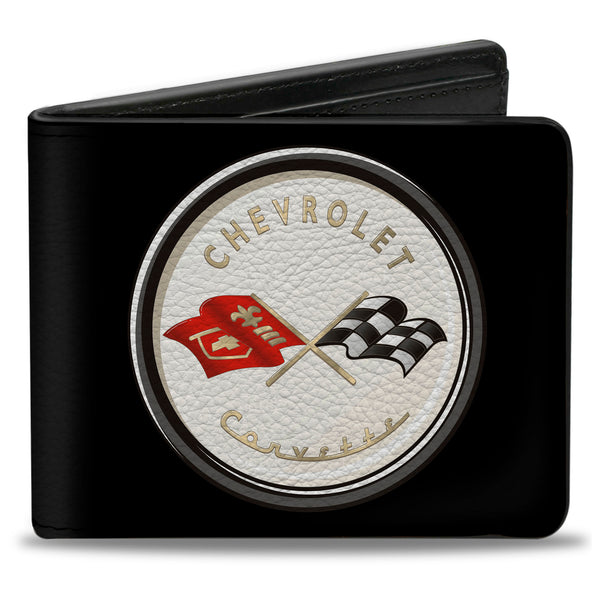 buckle down Bi-Fold Wallet - Corvette C1 Flags Emblem Black