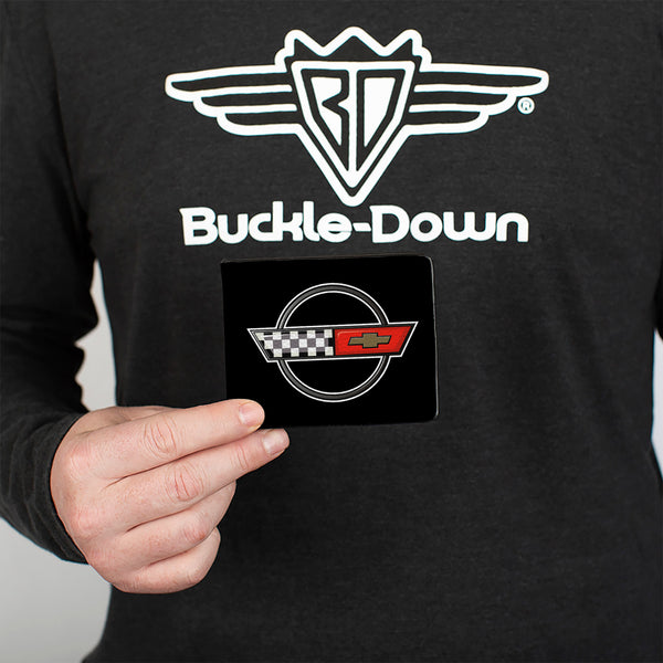 Buckle Down Bi-Fold Wallet - Corvette C4 Checker Bowtie Logo Black