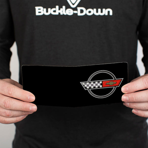 Buckle Down Bi-Fold Wallet - Corvette C4 Checker Bowtie Logo Black