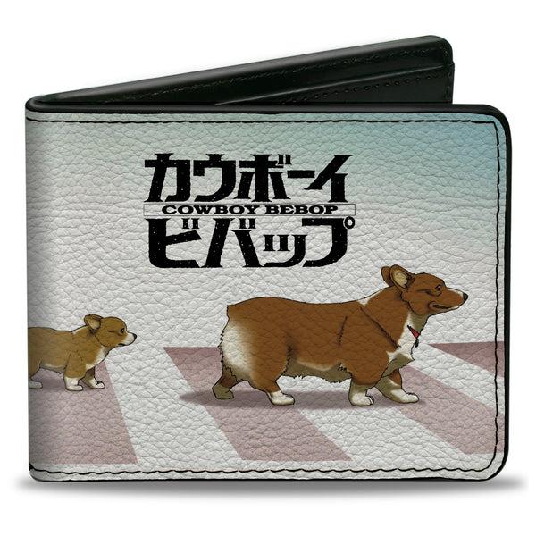 buckle down Bi-Fold Wallet - COWBOY BEBOP Ein with Family Pose and Title Logo Blue Fade