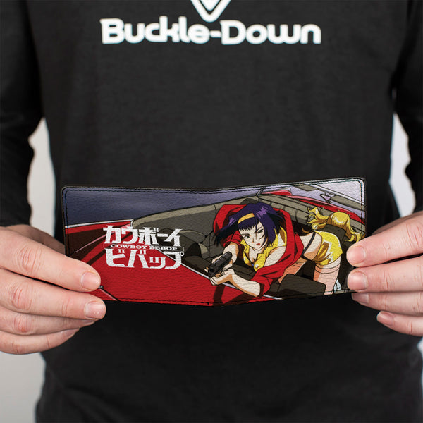 Buckle Down Bi-Fold Wallet - COWBOY BEBOP Faye Valentine Shooting Scene And Title Logo