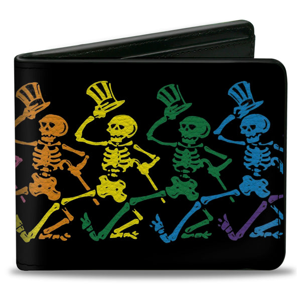 buckle down Bi-Fold Wallet - Dancing Skeletons Black Multi Color