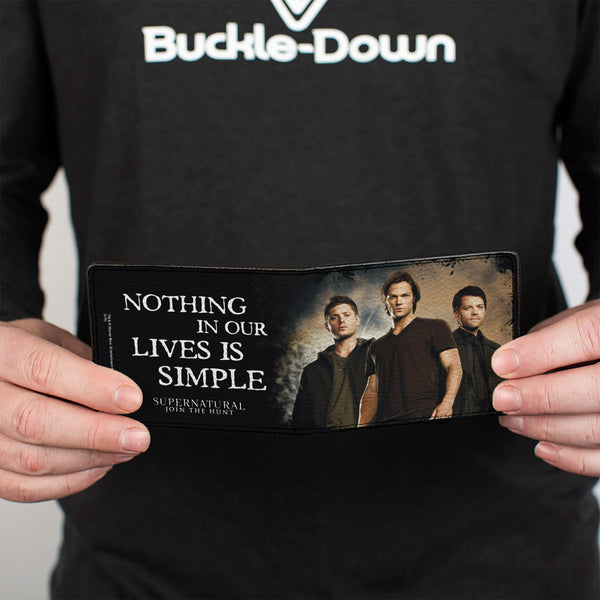 Buckle Down Bi-Fold Wallet - Dean Sam & Castiel Group + NOTHING IN OUR LIVES IS SIMPLE-SUPERNATURAL