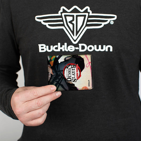Buckle Down Bi-Fold Wallet - DEMON SLAYER Giyu Tomioka Sword Pose And Title Logo