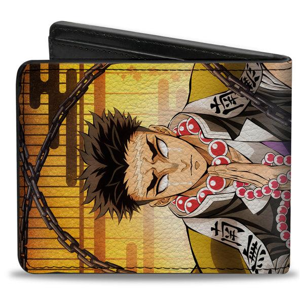 Buckle Down Bi-Fold Wallet - DEMON SLAYER Gyomei Himejima Beads Chain Pose And Title Logo