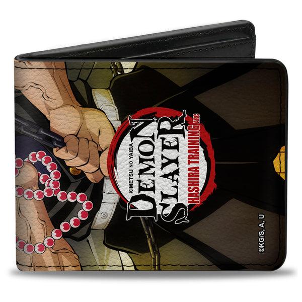buckle down Bi-Fold Wallet - DEMON SLAYER Gyomei Himejima Beads Chain Pose and Title Logo