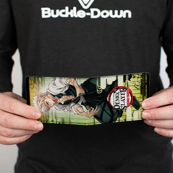 Buckle Down Bi-Fold Wallet - DEMON SLAYER Sanemi Shinazugawa Sword Pose And Title Logo