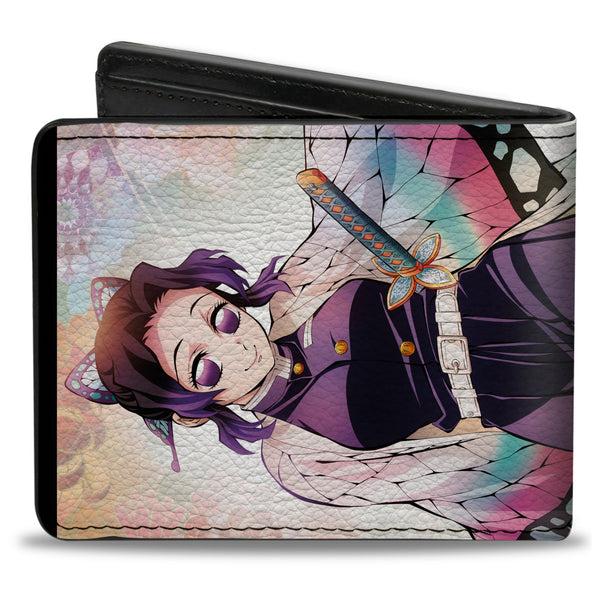 Buckle Down Bi-Fold Wallet - DEMON SLAYER Shinobu Kocho Butterfly Pose And Title Logo
