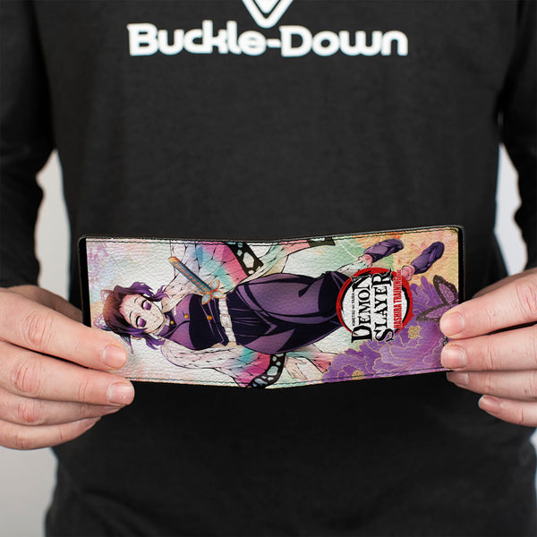 Buckle Down Bi-Fold Wallet - DEMON SLAYER Shinobu Kocho Butterfly Pose And Title Logo