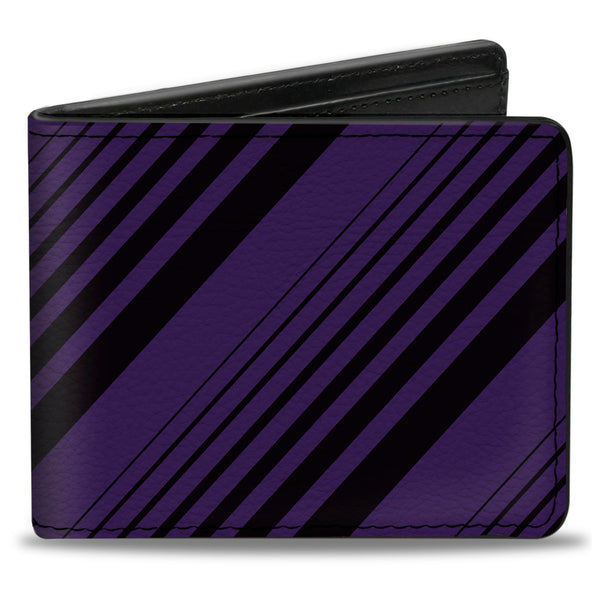 buckle down Bi-Fold Wallet - Diagonal Stripes Black Purple