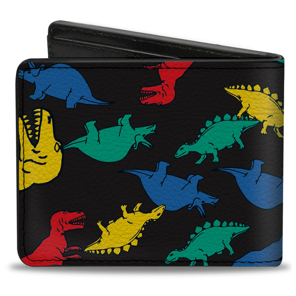 Buckle Down Bi-Fold Wallet - Dinosaurs Black Multi Color