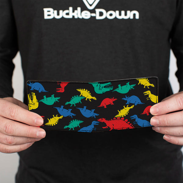 Buckle Down Bi-Fold Wallet - Dinosaurs Black Multi Color