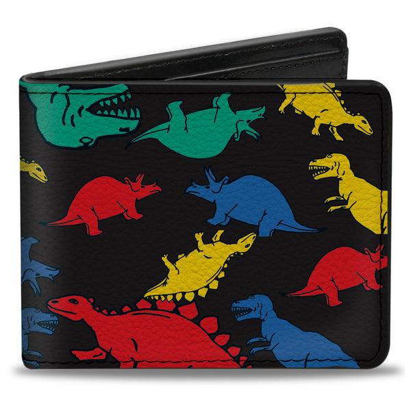 buckle down Bi-Fold Wallet - Dinosaurs Black Multi Color