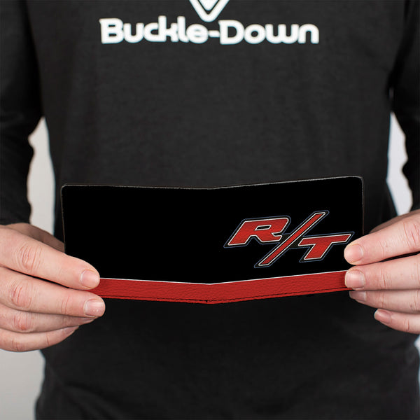 Buckle Down Bi-Fold Wallet - Dodge Challenger R T Emblem Stripe Black Blue White Red