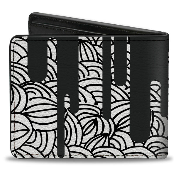 Buckle Down Bi-Fold Wallet - Doodle1 Paint Drips White Black