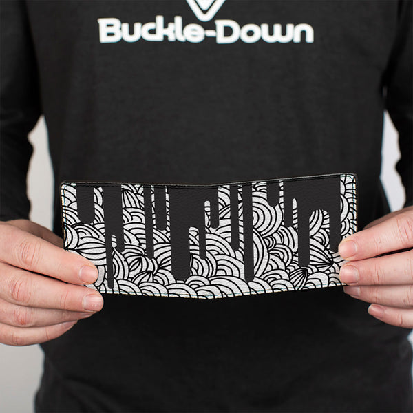 Buckle Down Bi-Fold Wallet - Doodle1 Paint Drips White Black