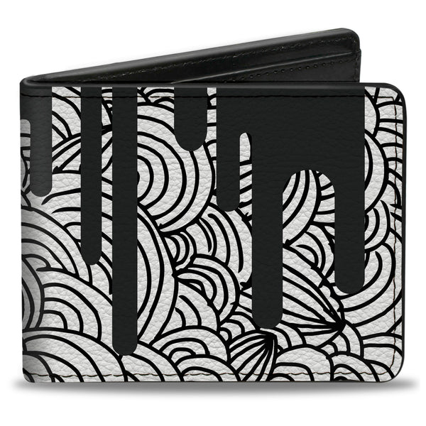 buckle down Bi-Fold Wallet - Doodle1 Paint Drips White Black