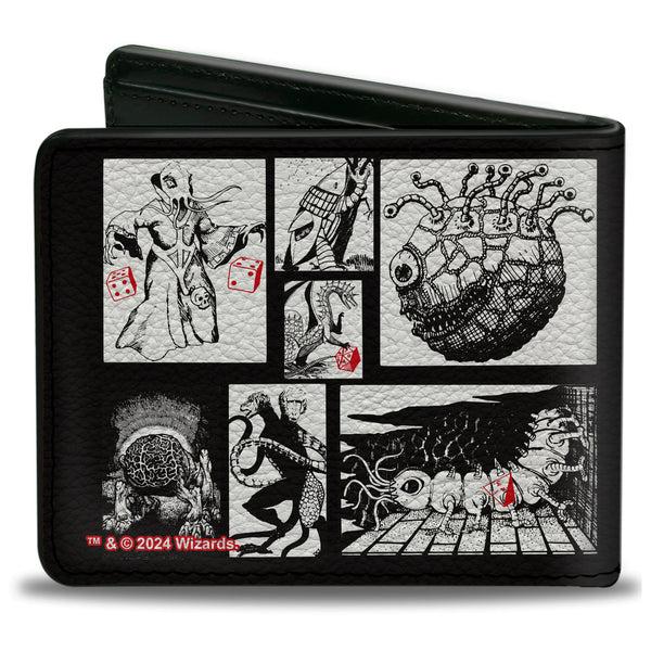 Buckle Down Bi-Fold Wallet - Dungeons & Dragons Monster Illustration Blocks2 Black/White