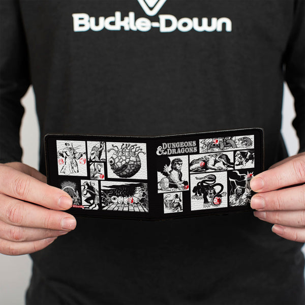 Buckle Down Bi-Fold Wallet - Dungeons & Dragons Monster Illustration Blocks2 Black/White