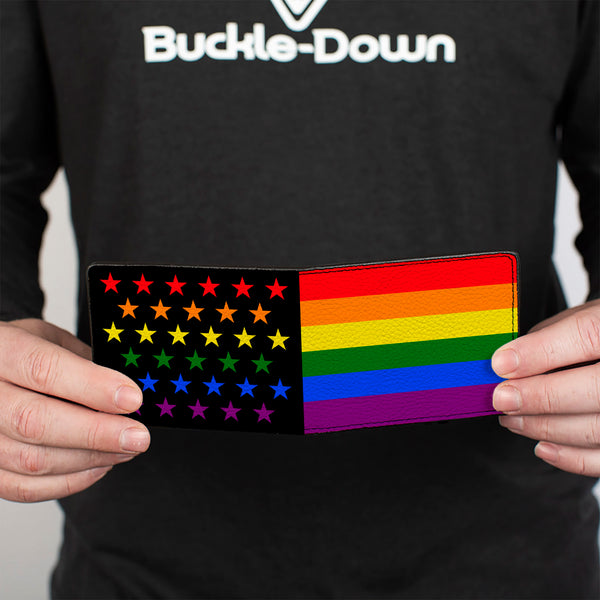 Buckle Down Bi-Fold Wallet - Flag American Pride Rainbow Black