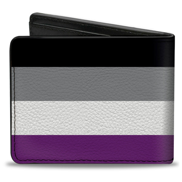 Buckle Down Bi-Fold Wallet - Flag Asexual Black Gray White Purple