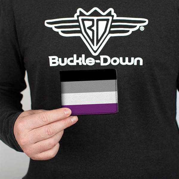 Buckle Down Bi-Fold Wallet - Flag Asexual Black Gray White Purple