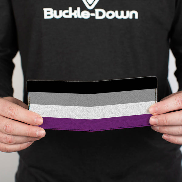 Buckle Down Bi-Fold Wallet - Flag Asexual Black Gray White Purple