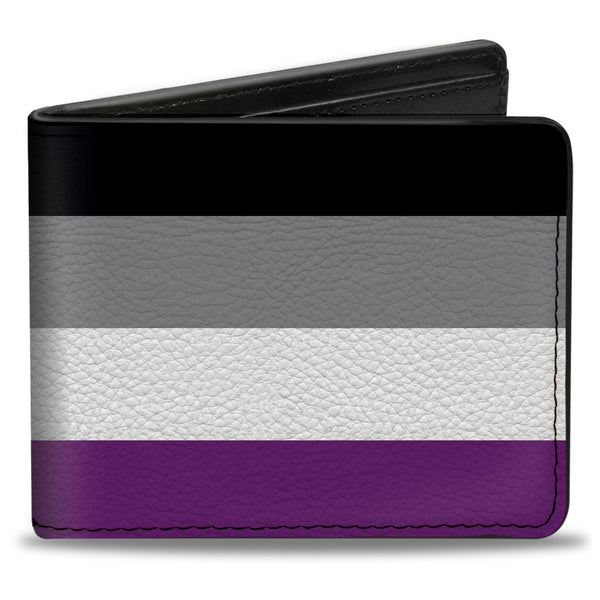 buckle down Bi-Fold Wallet - Flag Asexual Black Gray White Purple